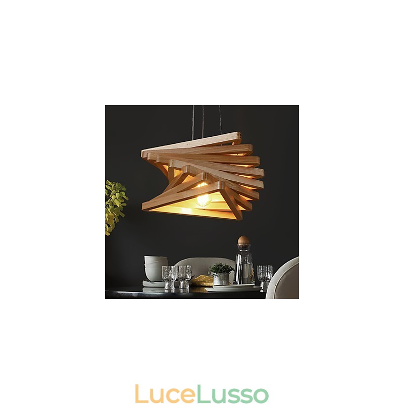 1Tradizionale classico stile country mini dipinto in legno bambù lampada a sospensione