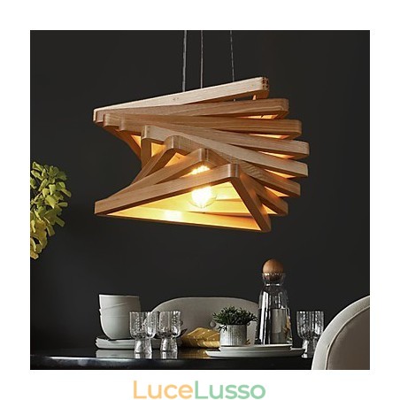 1Tradizionale classico stile country mini dipinto in legno bambù lampada a sospensione 1Tradizionale classico stile country mini dipinto in legno bambù lampada a sospensione