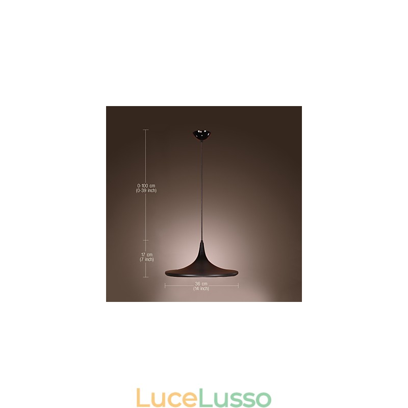 Lampada a sospensione moderna in alluminio con paralume nero