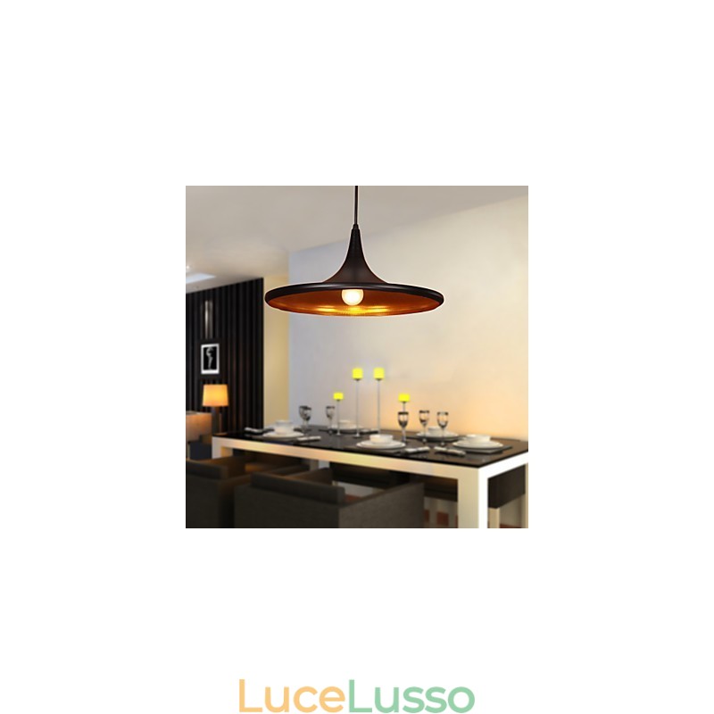 Lampada a sospensione moderna in alluminio con paralume nero