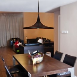 Lampada a sospensione moderna in alluminio con paralume nero