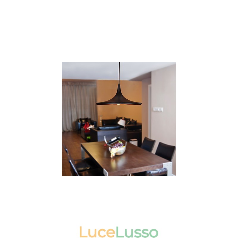 Lampada a sospensione moderna in alluminio con paralume nero