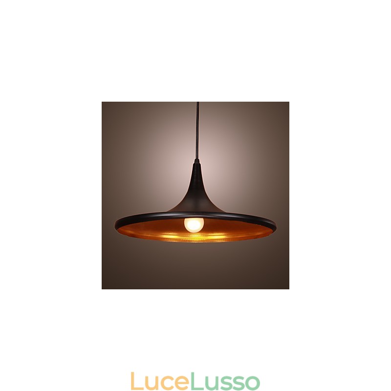 Lampada a sospensione moderna in alluminio con paralume nero