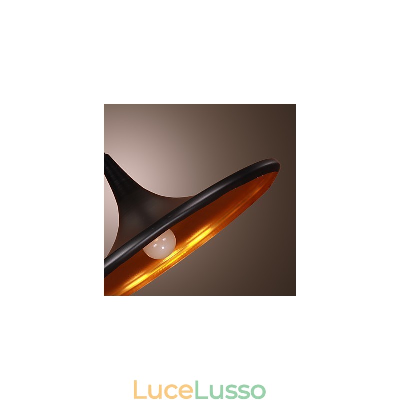Lampada a sospensione moderna in alluminio con paralume nero