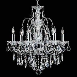 Lampadario tradizionale classico in metallo cromato di cristallo