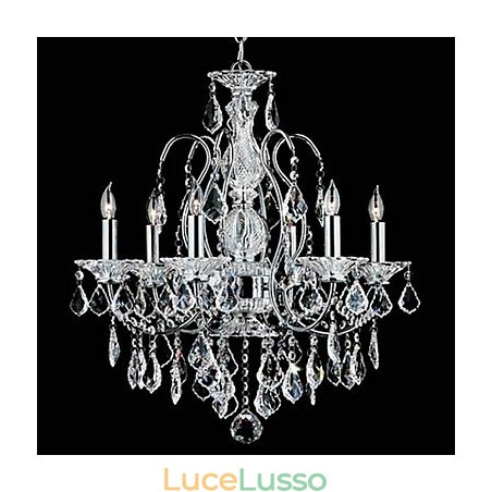 Lampadario tradizionale classico in metallo cromato di cristallo Lampadario tradizionale classico in metallo cromato di cristallo