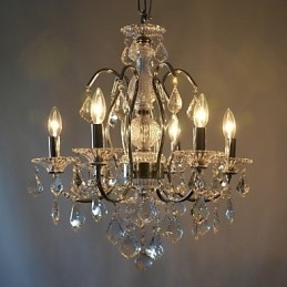 Lampadario tradizionale classico in metallo cromato di cristallo