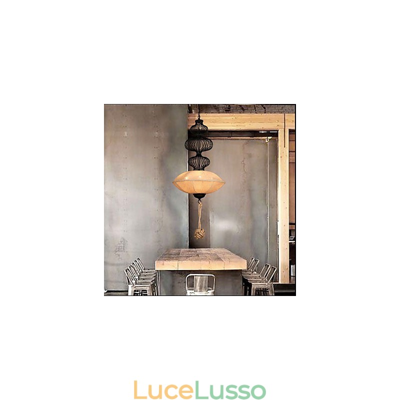 Lampade creative a gabbia per uccelli in canapa industriale retrò nordica