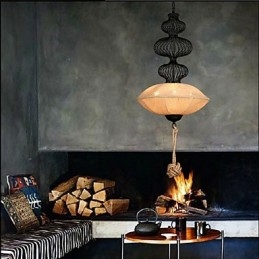 Lampade creative a gabbia per uccelli in canapa industriale retrò nordica