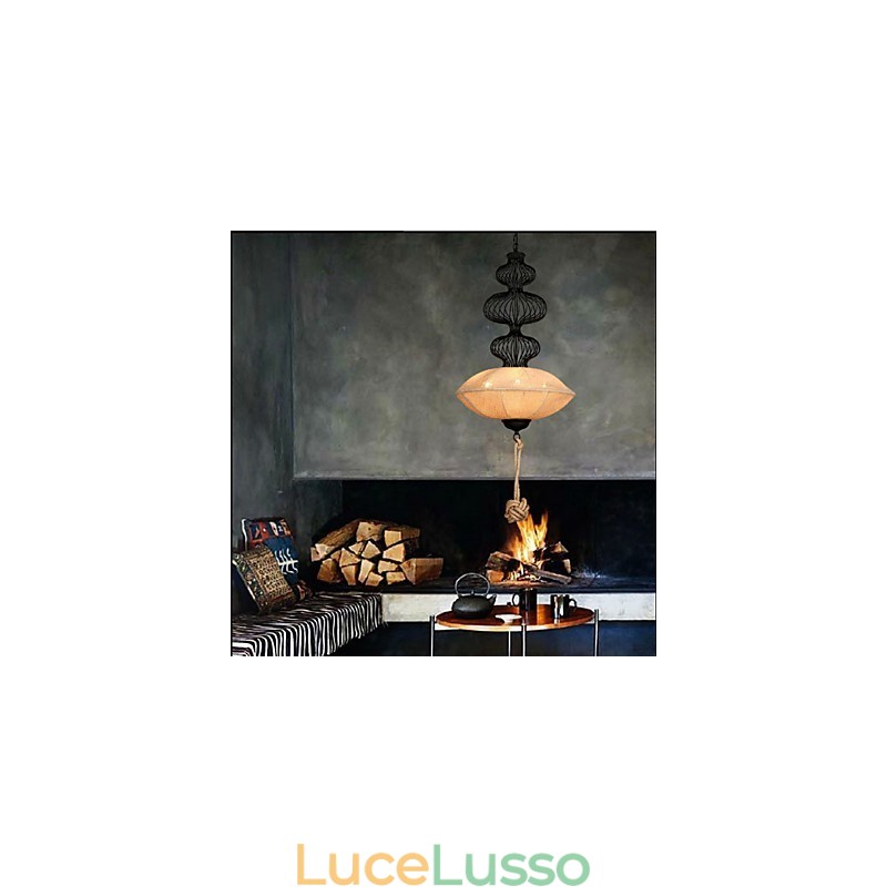 Lampade creative a gabbia per uccelli in canapa industriale retrò nordica