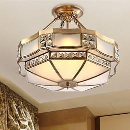 Lampada a sospensione in metallo ottone rustico classico tradizionale Lodge