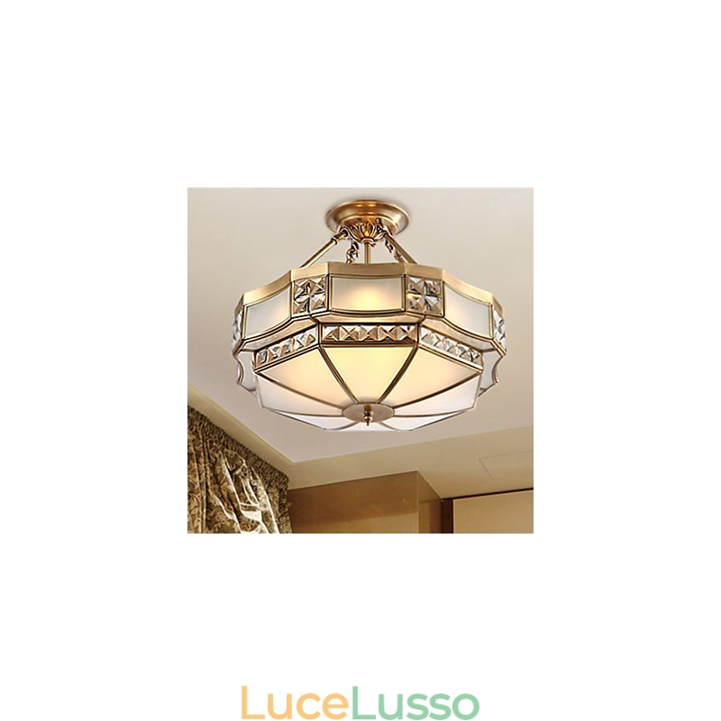 Lampada a sospensione in metallo ottone rustico classico tradizionale Lodge