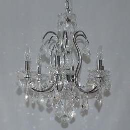 Lampadario tradizionale classico in metallo cromato di cristallo