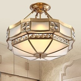 Lampada a sospensione in metallo ottone rustico classico tradizionale Lodge