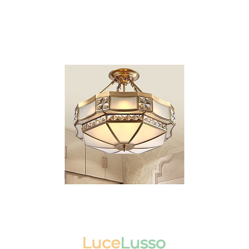 Lampada a sospensione in metallo ottone rustico classico tradizionale Lodge