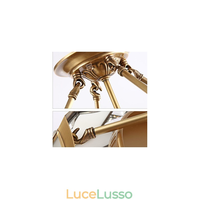 Lampada a sospensione in metallo ottone rustico classico tradizionale Lodge