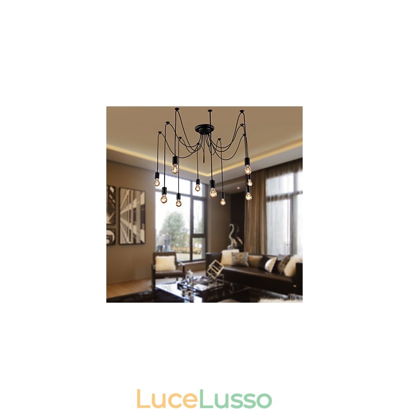 Lampadario Vintage Design Lampadine Incluse Living 10 Luci Lampada a Sospensione
