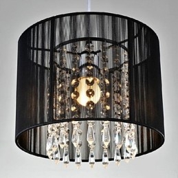 Lampada a sospensione moderna in metallo cromato e cristallo contemporaneo