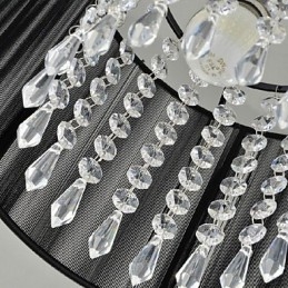 Lampada a sospensione moderna in metallo cromato e cristallo contemporaneo