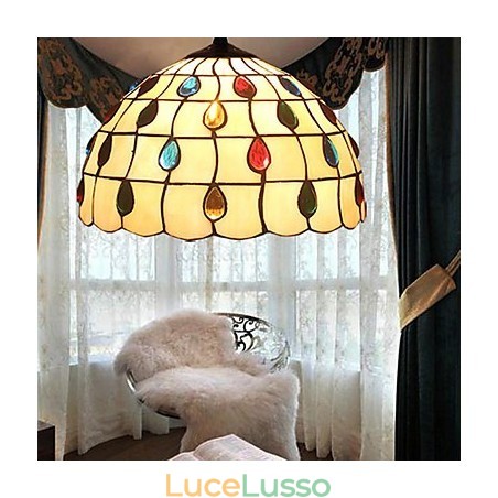 Lampadario in vetro colorato di arti creative rurali europee che restaura i modi antichi Lampada Luce Lampadario in vetro colorato di arti creative rurali europee che restaura i modi antichi Lampada Luce