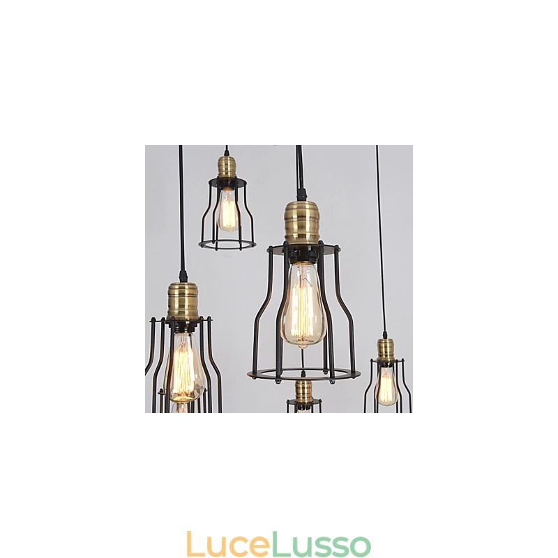 Lampadario vintage Edison multiplo regolabile fai da te, lampada a sospensione, illuminazione moderna, chic, industriale, sala da pranzo