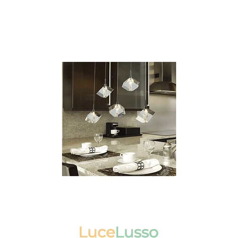 Lampada di cristallo alla moda con pendente in cristallo a cinque teste