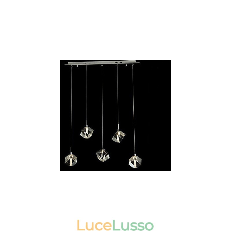 Lampada di cristallo alla moda con pendente in cristallo a cinque teste