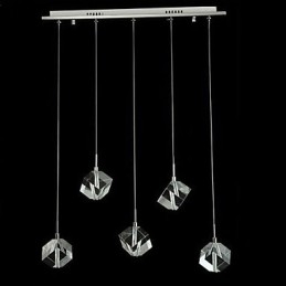 Lampada di cristallo alla moda con pendente in cristallo a cinque teste