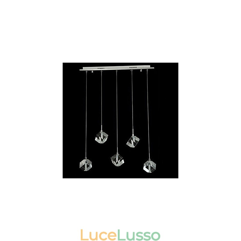 Lampada di cristallo alla moda con pendente in cristallo a cinque teste