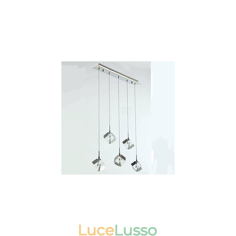 Lampada di cristallo alla moda con pendente in cristallo a cinque teste