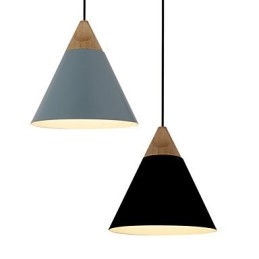 Mini lampada a sospensione artistica a cono, 1 luce, finitura moderna, semplicità, nero, bianco, blu polvere, alluminio e luce a goccia in legno