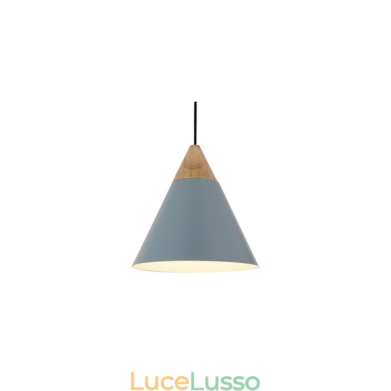 Mini lampada a sospensione artistica a cono, 1 luce, finitura moderna, semplicità, nero, bianco, blu polvere, alluminio e luce a goccia in legno