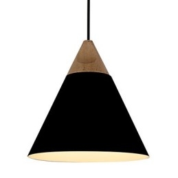 Mini lampada a sospensione artistica a cono, 1 luce, finitura moderna, semplicità, nero, bianco, blu polvere, alluminio e luce a goccia in legno