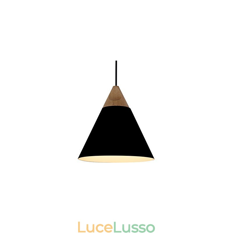 Mini lampada a sospensione artistica a cono, 1 luce, finitura moderna, semplicità, nero, bianco, blu polvere, alluminio e luce a goccia in legno