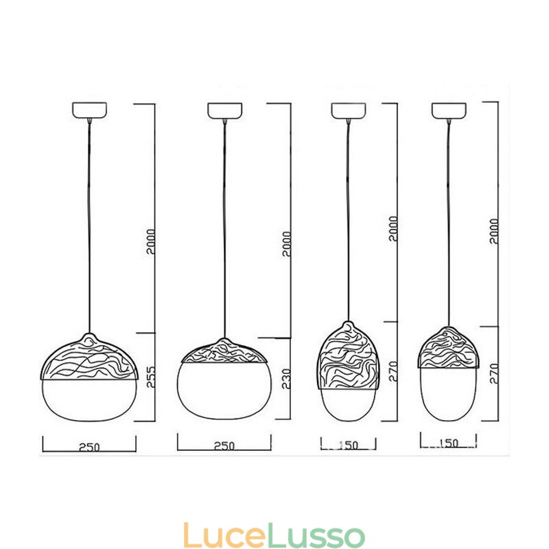 Lampadario in vetro a testa singola con noci creative a fungo contratto nordico