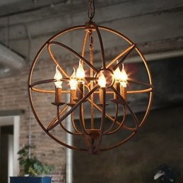 Lampadario a candela retrò americano in ferro battuto nordico country con luci da seduta Il lampadario nero