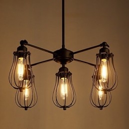 Lampade a sospensione tradizionali classiche rustiche Lodge retrò in metallo 5 luci