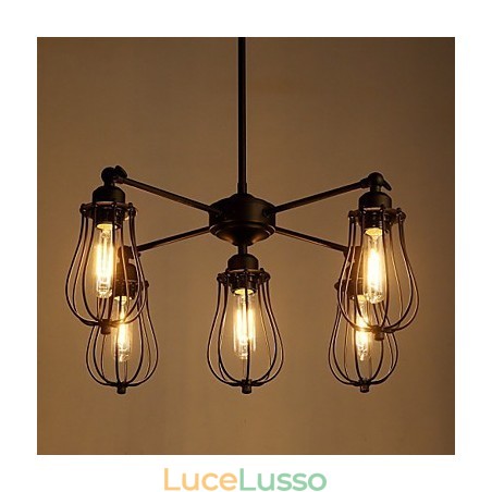 Lampade a sospensione tradizionali classiche rustiche Lodge retrò in metallo 5 luci Lampade a sospensione tradizionali classiche rustiche Lodge retrò in metallo 5 luci