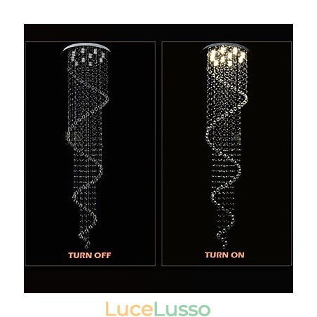 Lampadario moderno in cristallo con lampada a sospensione, lampade e apparecchi di illuminazione con spirale singola D70CM H250CM Lampadario moderno in cristallo con lampada a sospensione, lampade e apparecchi di illuminazione con spirale singola D70CM H250CM