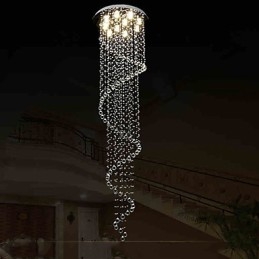 Lampadario moderno in cristallo con lampada a sospensione, lampade e apparecchi di illuminazione con spirale singola D70CM H250CM