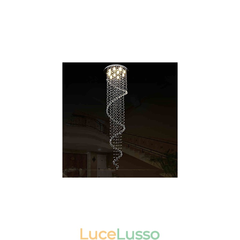 Lampadario moderno in cristallo con lampada a sospensione, lampade e apparecchi di illuminazione con spirale singola D70CM H250CM