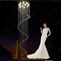 Lampadario moderno in cristallo con lampada a sospensione, lampade e apparecchi di illuminazione con spirale singola D70CM H250CM