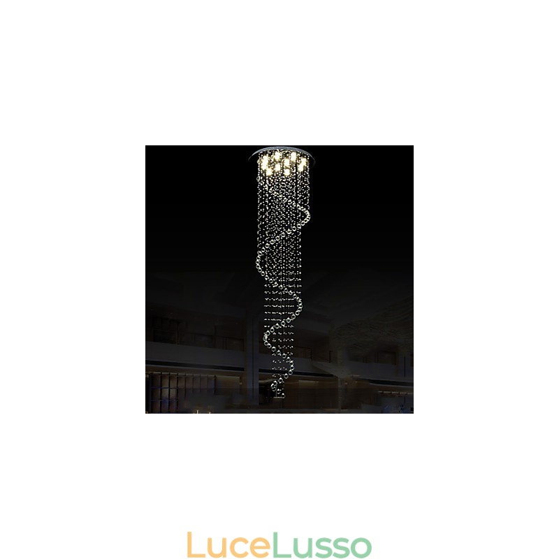 Lampadario moderno in cristallo con lampada a sospensione, lampade e apparecchi di illuminazione con spirale singola D70CM H250CM