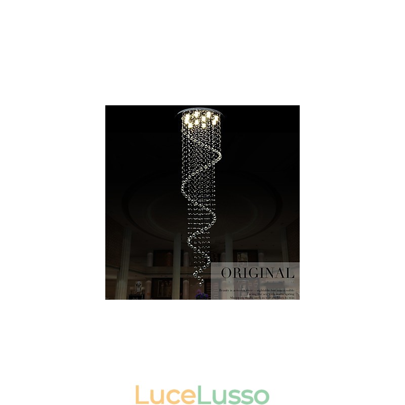 Lampadario moderno in cristallo con lampada a sospensione, lampade e apparecchi di illuminazione con spirale singola D70CM H250CM