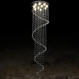 Lampadario moderno in cristallo con lampada a sospensione, lampade e apparecchi di illuminazione con spirale singola D70CM H250CM