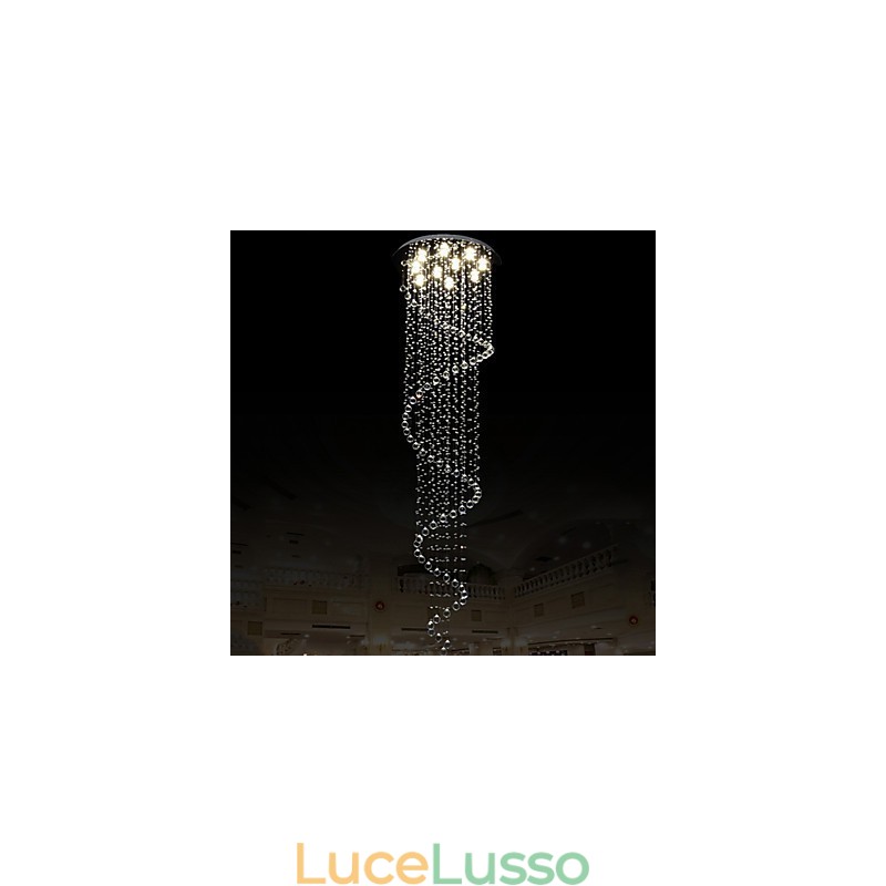 Lampadario moderno in cristallo con lampada a sospensione, lampade e apparecchi di illuminazione con spirale singola D70CM H250CM