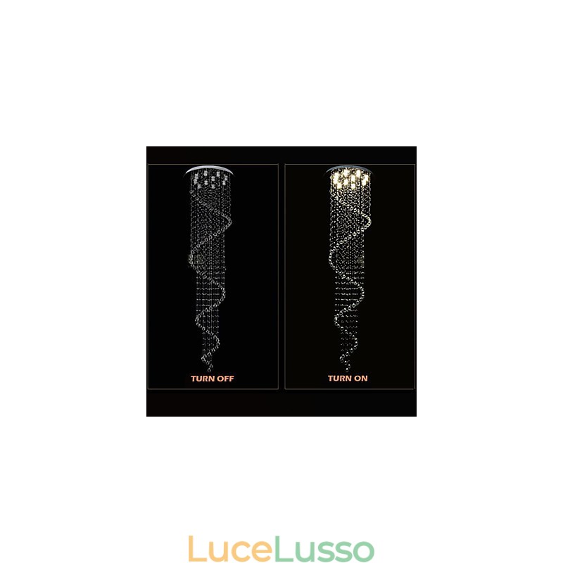 Lampadario moderno in cristallo con lampada a sospensione, lampade e apparecchi di illuminazione con spirale singola D70CM H250CM