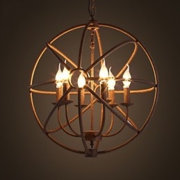 Lampadario a candela retrò americano in ferro battuto nordico country con luci da seduta Il lampadario nero