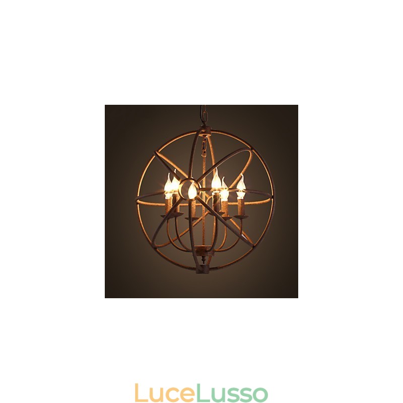 Lampadario a candela retrò americano in ferro battuto nordico country con luci da seduta Il lampadario nero