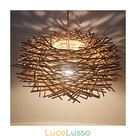 Lampada a sospensione moderna con testa singola in rattan intrecciato, stile rurale Cany Lampada a sospensione moderna con testa singola in rattan intrecciato, stile rurale Cany